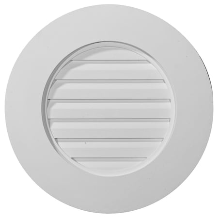 Ekena Millwork Round Gable Vent Louver, w/ Wide Trim, Functional, 20"W x 20"H x 1 1/8"P GVRO20F